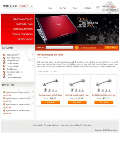 Online shop of laptops and computer equipment