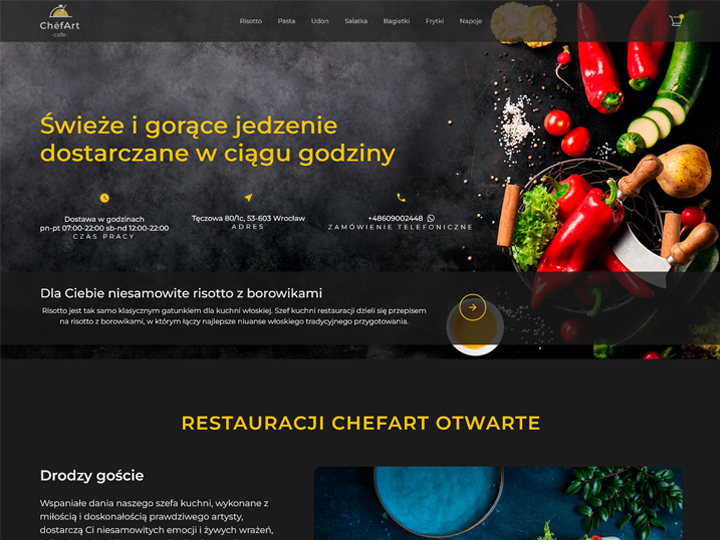 Chef Art Cafe — cafe website design and development