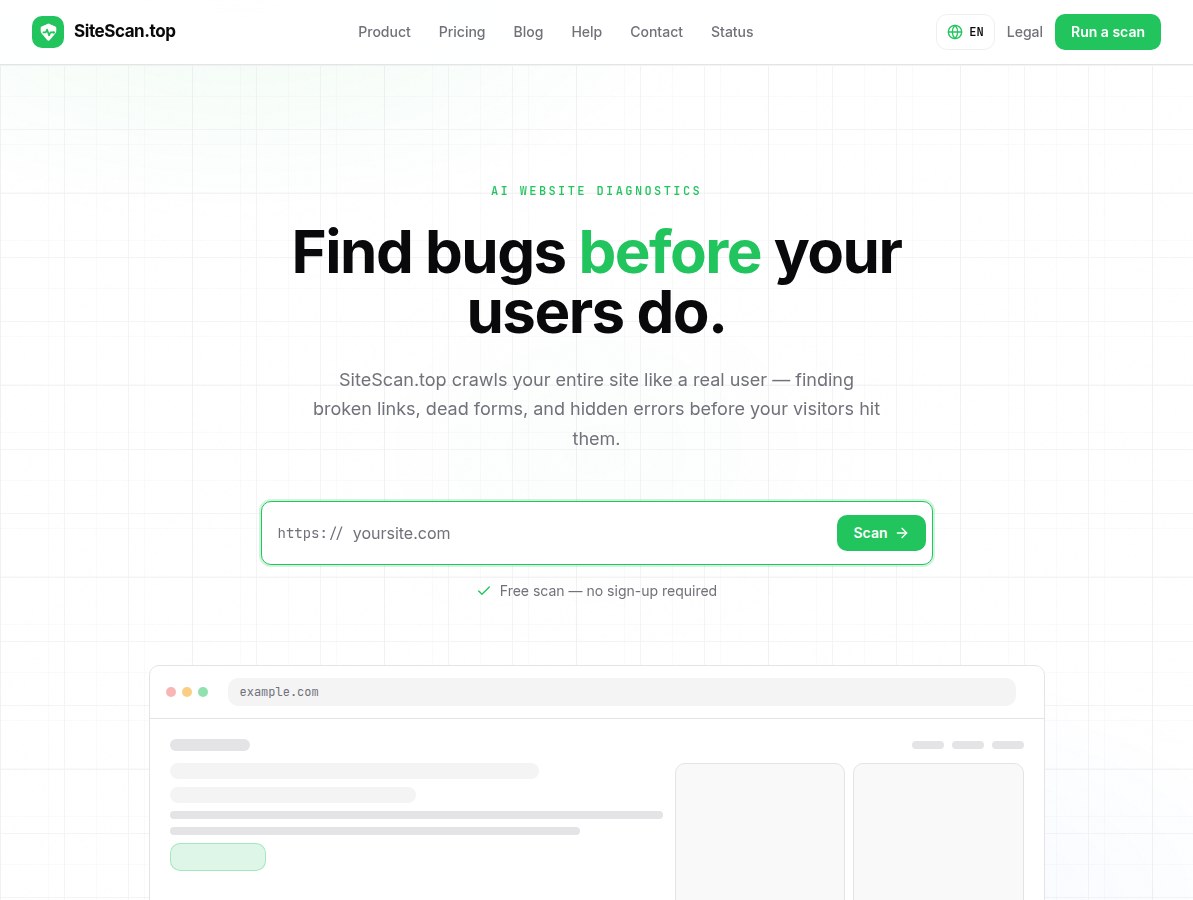 SiteScan.top - AI website diagnostics and automated site audit