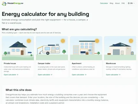 EnergyHouse.top - free online energy calculator for buildings