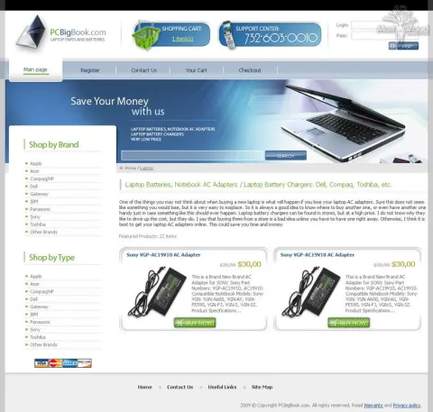 Online shop selling laptop components